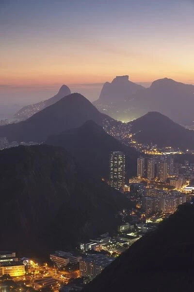 View of Rio at sunset from Sugar Loaf Mountain, Rio de Janeiro, Brazil, South America