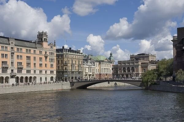 View along Stromgatan to the Opera House, Stockholm, Sweden, Scandinavia, Europe