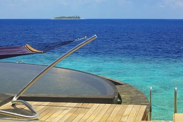View from watervilla, Maldives, Indian Ocean, Asia