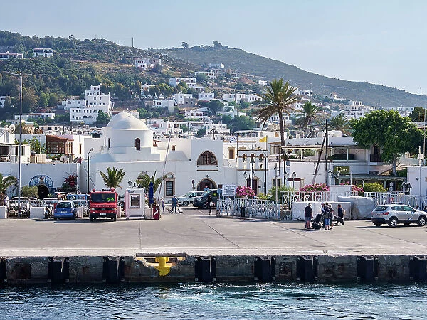 Waterfront of Skala, Patmos Island, Dodecanese, Greek Islands, Greece, Europe