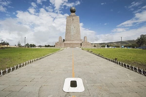 West side of the 30m pyramidal monument marking the equator, first identified in this district by Charles Marie de la Condamine in 1736, La Mitad del Mundo, San Antonio, Pichincha Province, Ecuador