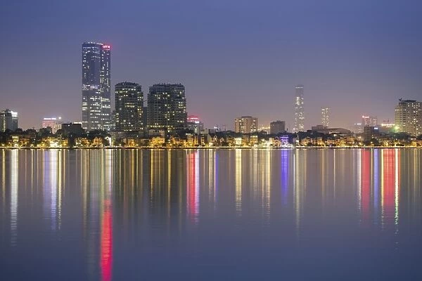 West lake and the skyline of Hanoi, Vietnam, Indochina, Southeast Asia, Asia
