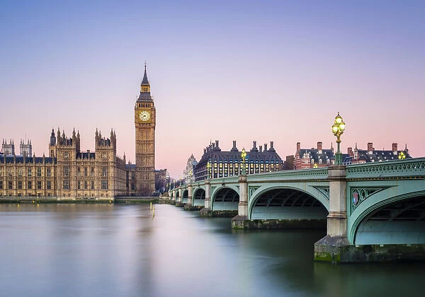 Westminster Bridge, Palace of Westminster and the clock tower of Big Ben (Elizabeth Tower)