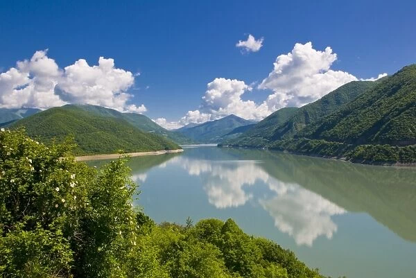 Zinvali Reservoir, Georgia, Caucasus, Central Asia, Asia