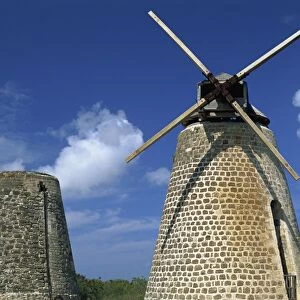 Ancient sugar windmills, Bettys Hope plantation, Antigua, Leeward Islands