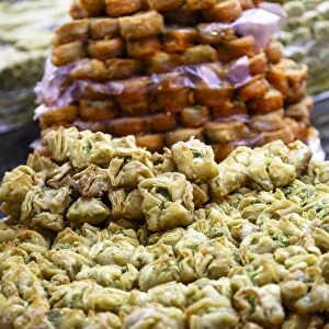 Baklava, an Arab sweet pastry at a shop in the Old City, Jerusalem, Israel, Middle East