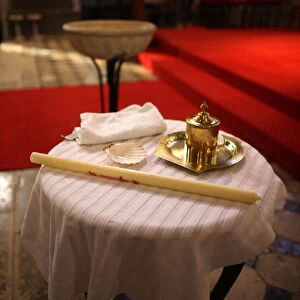 Baptism in a Catholic church, France, Europe