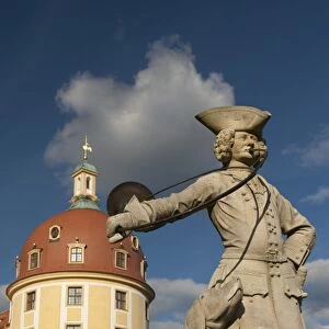 Baroque statue at Moritzburg Castle, Moritzburg, Sachsen, Germany, Europe