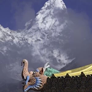 Detail at the Buddhist monastery in Tengboche in the Khumbu region of Nepal with