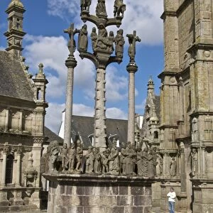 Calvary, St. Thegonnec parish enclosure dating from 1610, Leon, Finistere, Brittany, France, Europe