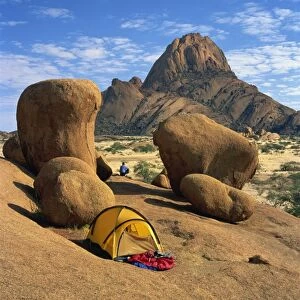 Campsite at Spitzkoppe mountains, Damaraland, Namibia, Africa