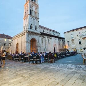 Cathedral of St. Lawrence at night, Trogir, UNESCO World Heritage Site, Dalmatian Coast, Croatia, Europe