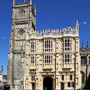 Church of St. John the Baptist and 15th century south porch, Cirencester, Gloucestershire, England, United Kingdom, Europe