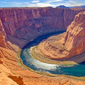 Classic panorama view of Horseshoe Bend from its northeast side near Page, Arizona