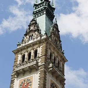 Clock tower, Rathaus (City Hall), Hamburg, Germany, Europe
