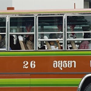 Close-up of the side of a local bus in Ayutthaya