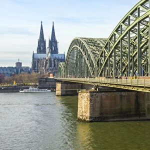 Cologne Cathedral and Hohenzollern Bridge, Cologne (Koln), North Rhine Westphalia, Germany, Europe