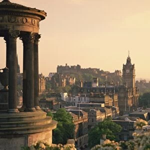 The Dugald Stewart Monument and view over Princes Street