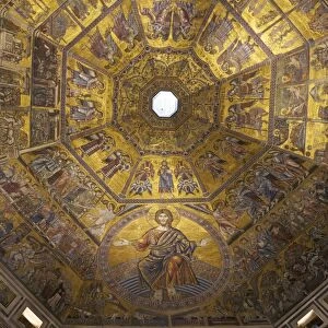 Enthroned Christ, by Coppo di Marcovaldo, 13th century mosaics, cupola ceiling