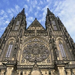 The facade of St. Vitus Cathedral, Prague, Czech Republic, Europe