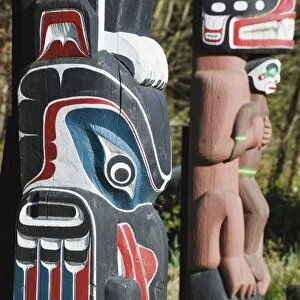 First Nation totem pole in Stanley Park, Vancouver, British Columbia, Canada
