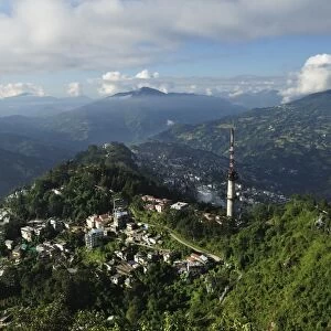 Gangtok seen from Ganesh Tok, East Sikkim, Sikkim, India, Asia