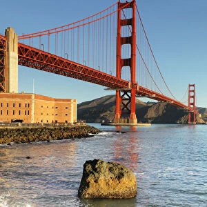 Golden Gate Bridge at sunrise, San Francisco Bay, California, United States of America