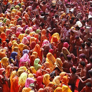 Holi celebration in Dauji temple, Dauji, Uttar Pradesh, India, Asia