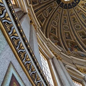 Interior of the dome of St. Peters Basilica, UNESCO World Heritage Site, Vatican, Rome, Lazio, Italy, Europe
