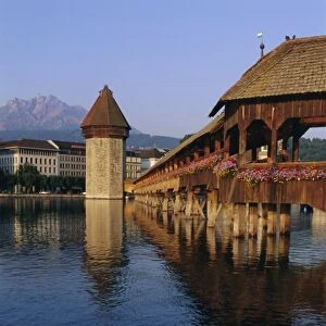 Kapellbrucke (covered wooden bridge) over the River Reuss