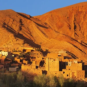 Kasbah at sunset, Ait Arbi, Dades Valley, Road of Kasbahs, Atlas Mountains, Southern