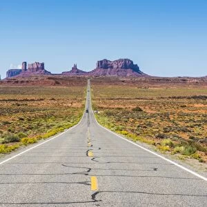 Long road leading into the Monument Valley, Arizona, United States of America, North America