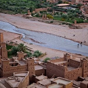 Lookink down on the Kasbah, Ait-Benhaddou, UNESCO World Heritage Site, Morocco, North Africa, Africa