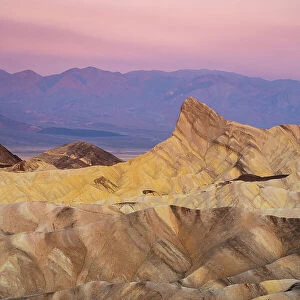 Manly Beacon rock formation at Zabriskie Point at dawn, Death Valley National Park, California, United States of America, North America