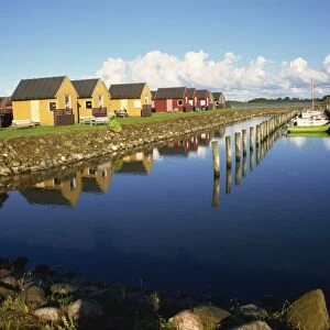 Marina and youth hostel cabins, Aalborg, north Jutland, Denmark, Scandinavia, Europe