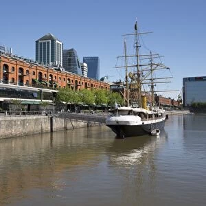 Old warehouses and office buildings from marina of Puerto Madero, San Telmo, Buenos Aires