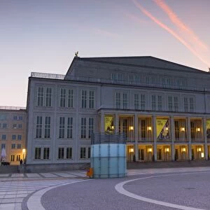 Opera House in Augustusplatz at dawn, Leipzig, Saxony, Germany, Europe