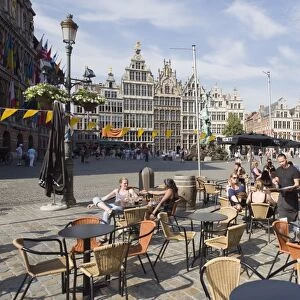 Outdoor cafe, Grote Markt, Antwerp, Flanders, Belgium, Europe