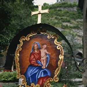 Painted tomb plate, St. Peters Cemetery, Salzburg, Austria, Europe