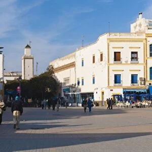 Panoramic photo of Moulay Assan Square, Essaouira, UNESCO World Heritage Site, on the coast of Morocco, North Africa, Africa