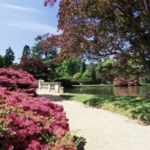 Path on bank of Ten Foot Pond, Sheffield Park Garden, East Sussex, England