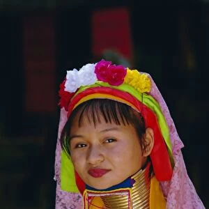 Portrait of a Long necked Padaung tribe woman