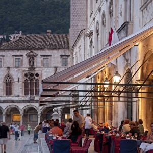 Pred Dvorom, people at cafe at dusk, Dubrovnik, Croatia, Europe