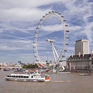 The River Thames with the London Eye, London, England, United Kingdom, Europe