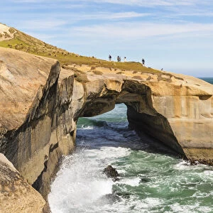 Rock formation at Tunnel Beach, Dunedin, Otago, South Island, New Zealand, Pacific