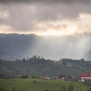 Romanian landscape in the Carpathian Mountains near Bran Castle at Pestera, Transylvania