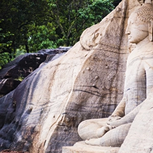 Seated Buddha in meditation at Gal Vihara Rock Temple, Polonnaruwa, UNESCO World Heritage Site, Sri Lanka, Asia