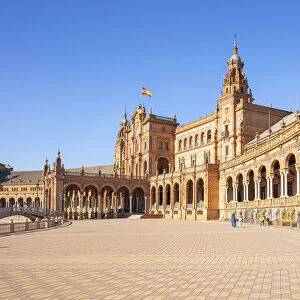 Seville Plaza de Espana with ceramic tiled alcoves and arches, Maria Luisa Park, Seville