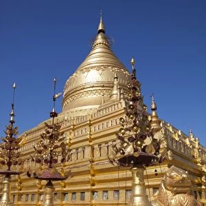 Shwezigon Pagoda, Bagan, Central Myanmar, Myanmar (Burma), Asia