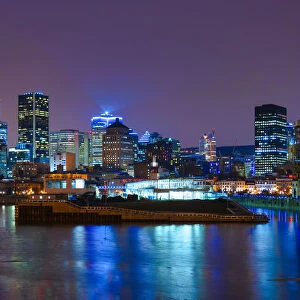 Skyline by night, Montreal, Quebec, Canada, North America